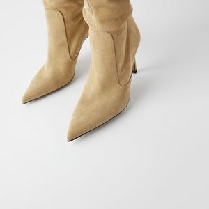 Pointed toe suede ankle boots